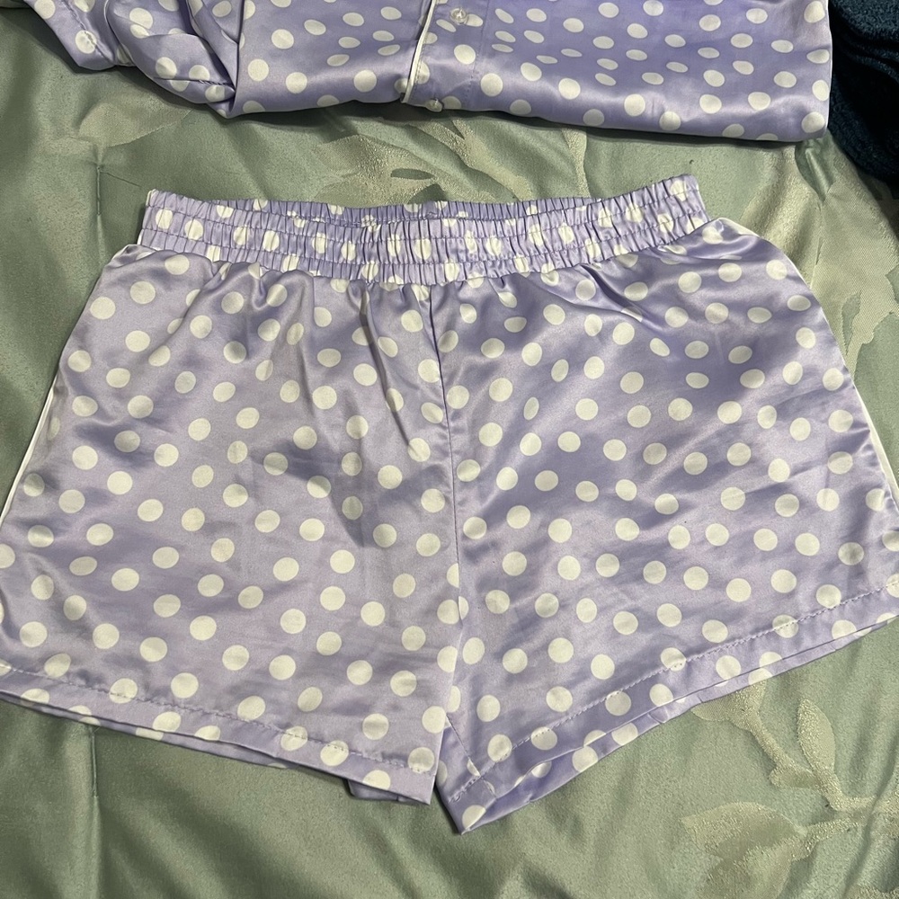 Girls large 10/12 Art Class Lavender Polka Dot Sleepwear polyester 2 piece set - Picture 4 of 10